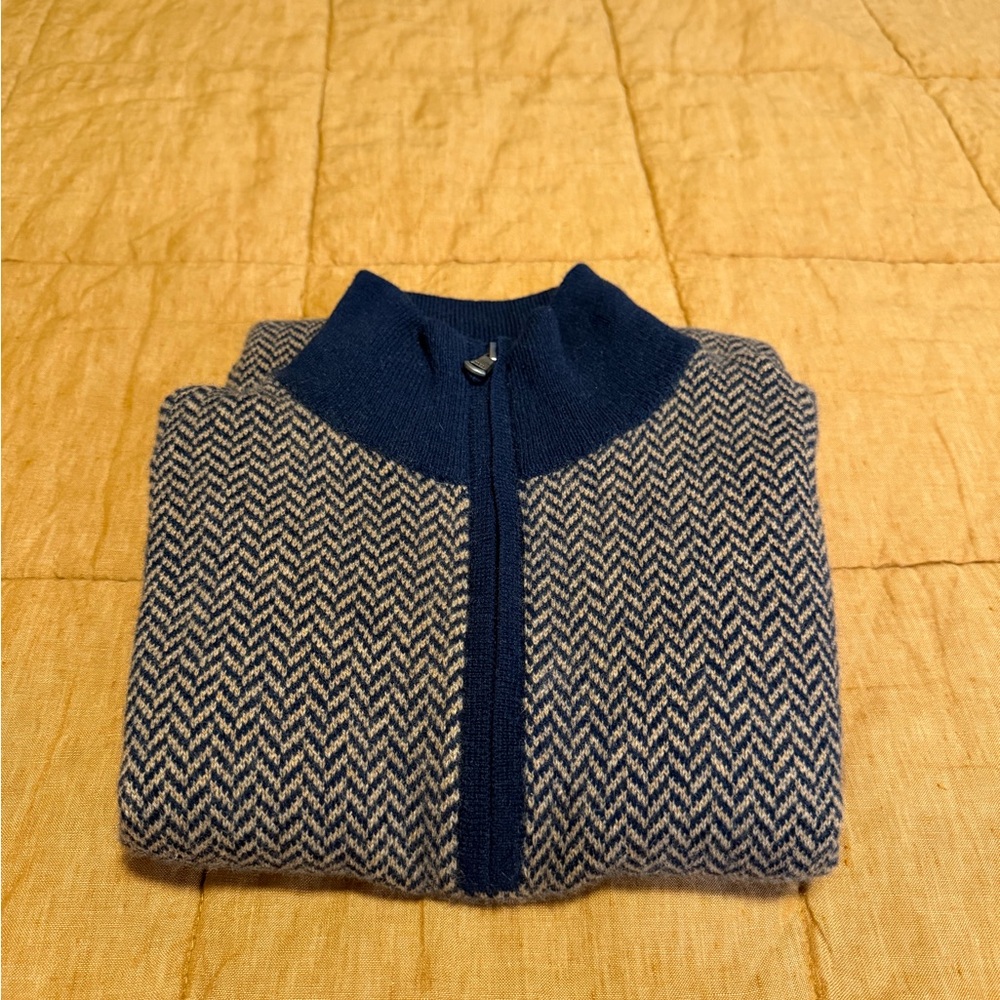 J.Crew Cashmere Quarter Zip Herringbone - Picture 2 of 10